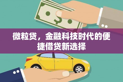 古田微粒贷，金融科技时代的便捷借贷新选择